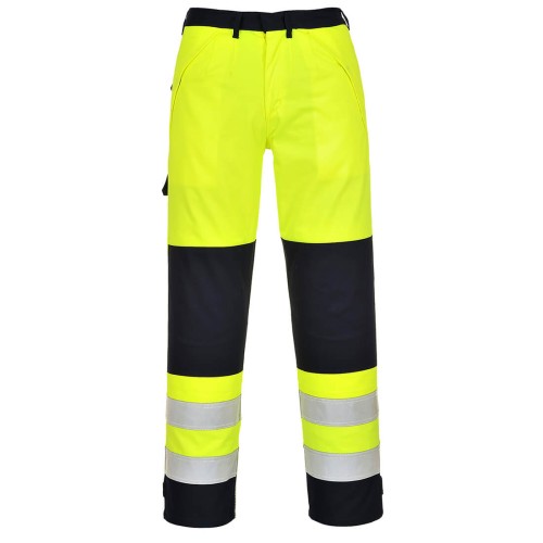 Pantaloni talie HI-VIZ multinorm, galben/albastru, marimea L