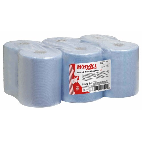 Rola lavete derulare centrala Kimberly-Clark WypAll, albastra 38 x 18 cm, 6 role/bax