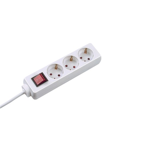Prelungitor Bachmann Selly, 3 prize Schuko, 5 m, H05VV-F 3G1.5mm, intrerupator, alb