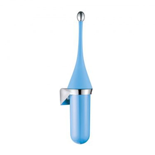 Perie toaleta, prindere in perete, plastic, culoare bleu