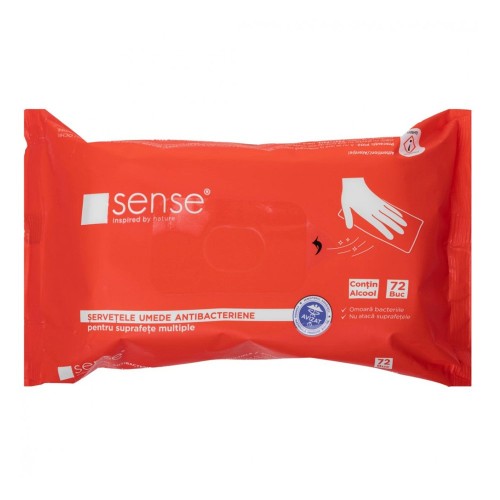 Servetele umede dezinfectante pentru suprafete, Sense, 72 bucati/pachet