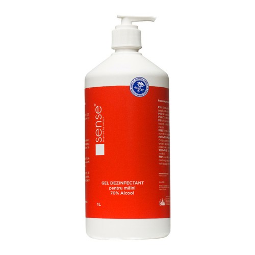 Gel dezinfectant pentru maini Sense, 70% alcool, cu pompita, 1 L