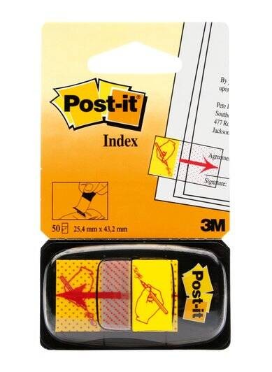 Index Semneaza aici Post-it®, 25,4 mm x 43,2 mm , 50 file in dispenser, 1 bucata/pachet