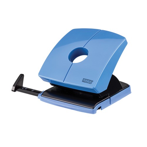 Perforator Novus B230 30 coli bleu, baza din metal, clapa din metal, rezistent