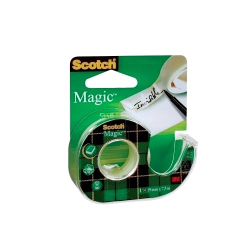Banda adeziva invizibila mată 3M Scotch® Magic™,19 mm x 7.5 m, cu dispenser