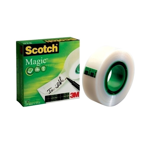 Banda adeziva invizibila mată 3M Scotch® Magic™, 19 mm x 33 m, 6 role + 2 gratis