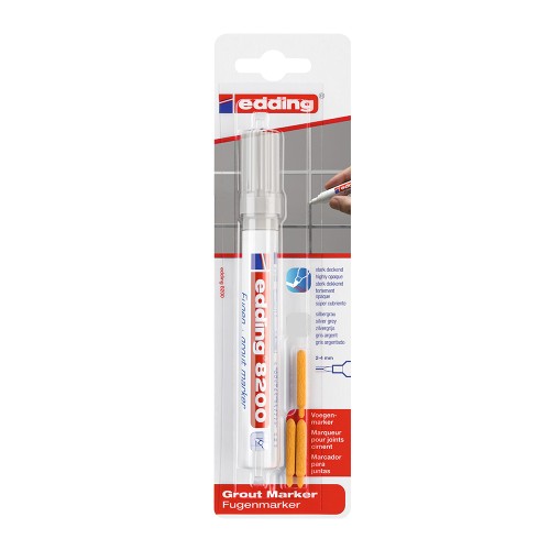 Marker Edding 8200, pentru rosturi, varf rotund 2-4 mm, argintiu, blister