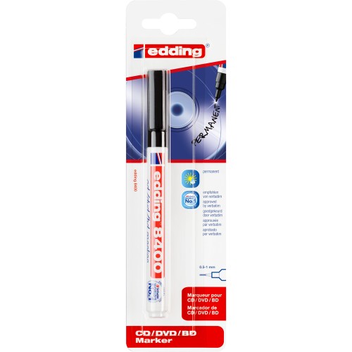 Marker Edding 8400 pentru CD DVD BD, permanent, negru, blister