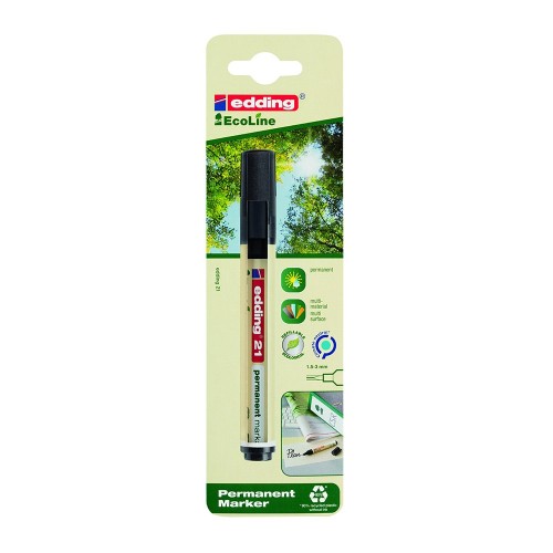 Marker permanent Edding 21, Ecoline, negru, varf rotund 1.5-3 mm, blister