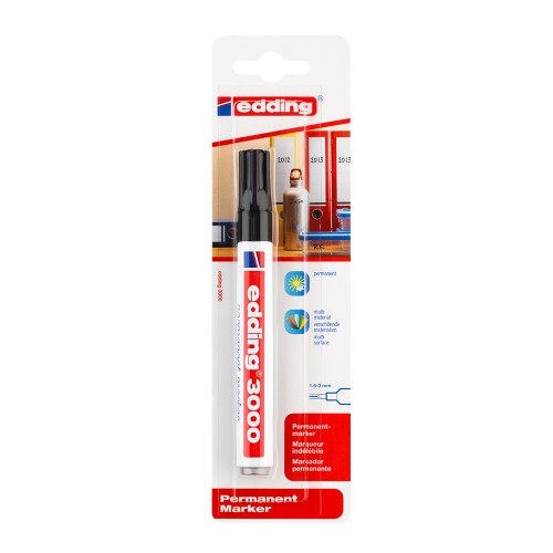 Marker permanent Edding 300, varf 1.5-3 mm, negru, blister