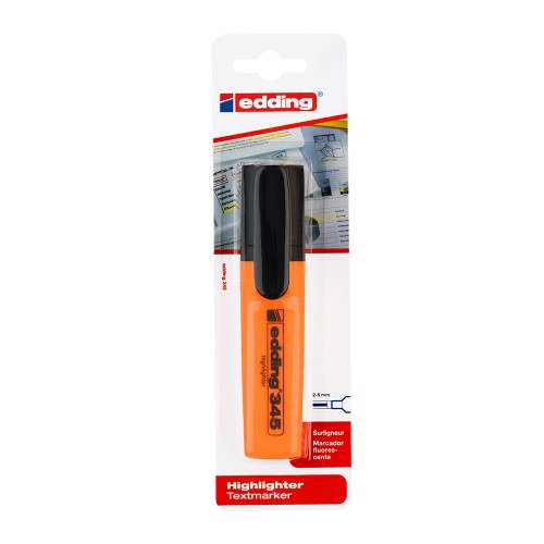 Textmarker Edding 345, varf retezat, 2-5 mm, orange, blister