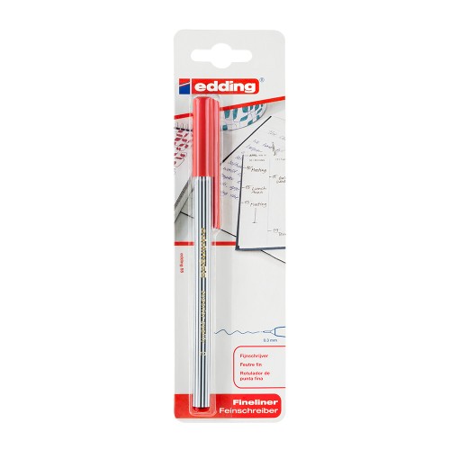 Fineliner Edding 55, corp rotund, varf 0.3 mm, rosu, blister