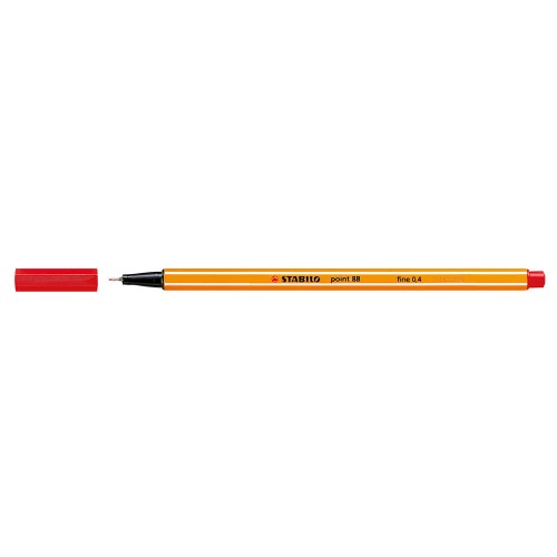 Liner Stabilo Point 88, varf fetru, 0.4 mm, rosu