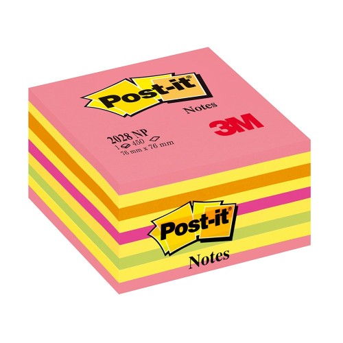 Cub notite adezive Post-it®, Lollipop culori neon, 76 x 76 mm, 450 file/bucata, 100% PEFC