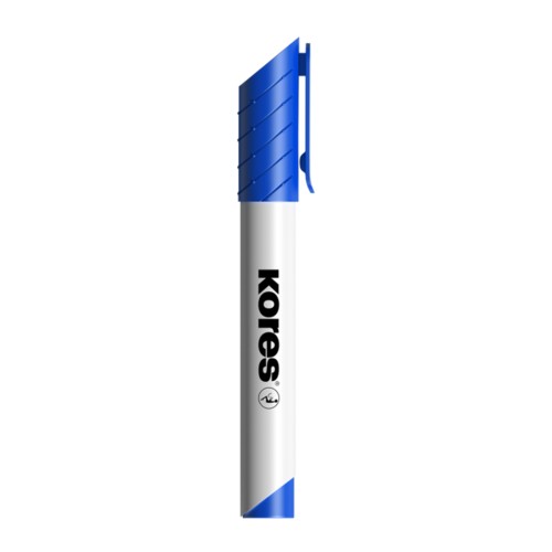 Marker whiteboard Kores, varf rotund, albastru, blister