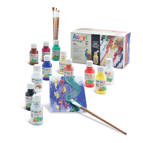 Set de acrilice Morocolor Primo, 125 ml, diverse culori, 11 culori, 1 lac