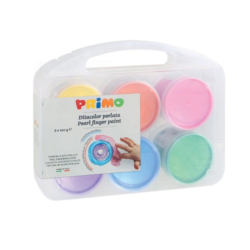 Tempera perlata Morocolor Primo, pentru pictat cu degetele, 6 culori, 100 ml/culoare