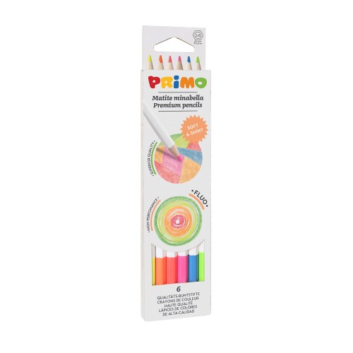 Creioane colorate Morocolor Primo Minabella, culori fluorescente, 6 bucati/set