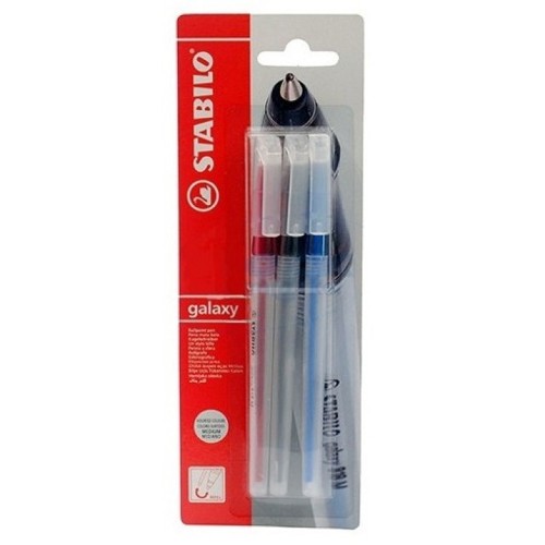 Pix fara mecanism Stabilo Galaxy 818, M, 0.45 mm, 3 culori/blister, albastru, negru, rosu