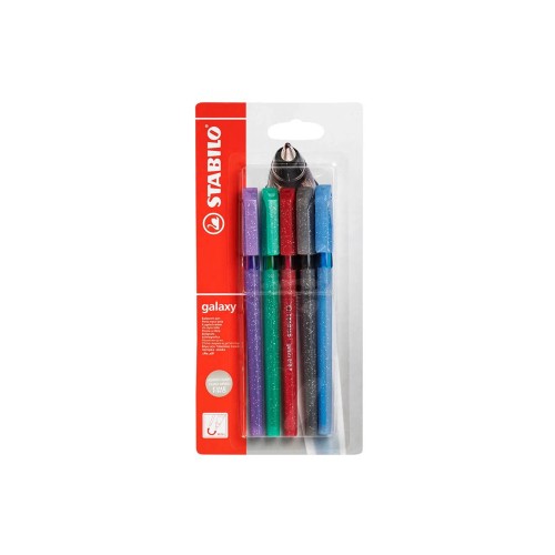 Pix fara mecanism Stabilo Galaxy 818, M, 0.45 mm, 5 culori/blister, albastru, negru, rosu, violet, verde