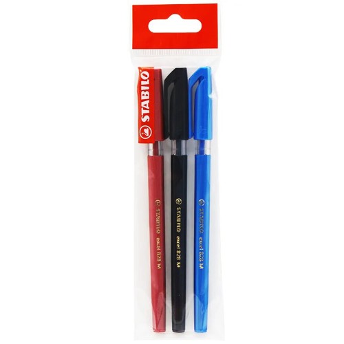 Pix fara mecanism Stabilo Excel 828, M, 0.45 mm, 3 culori/blister eco, rosu, negru, albastru