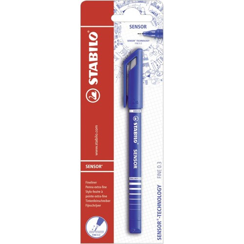 Liner Stabilo Sensor, varf 0.3 mm, albastru, blister