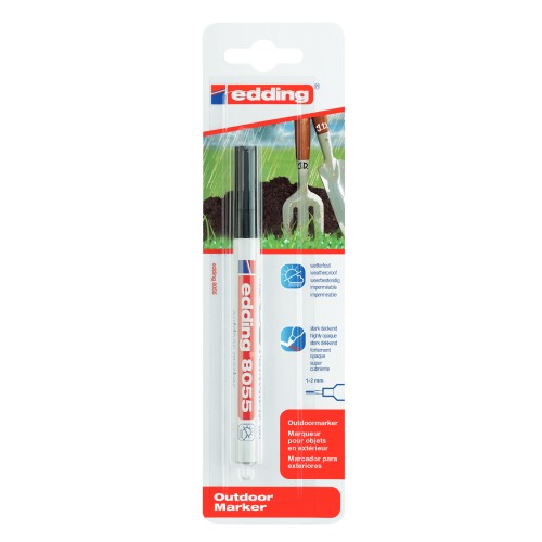 Marker Edding 8055, blister, permanent, varf rotund 1-2 mm, negru