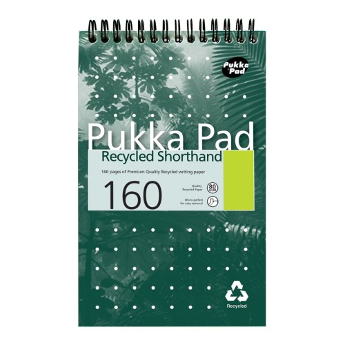 Blocnotes cu spira A5 Pukka Pads Jotta Recycled dictando 160 pag verde