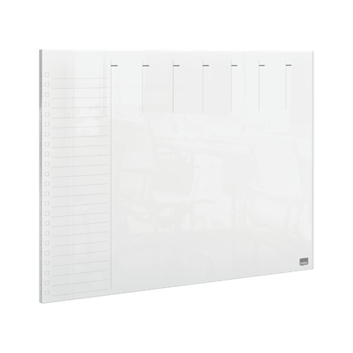 Organizator NOBO, saptamanal, acrylic, pentru birou sau perete,  A4, marker inclus, transparent