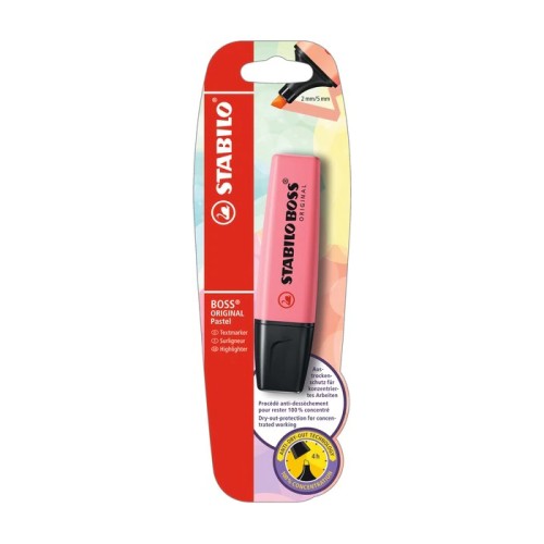 Textmarker Stabilo Boss Original Pastel, galben roz cherry, blister