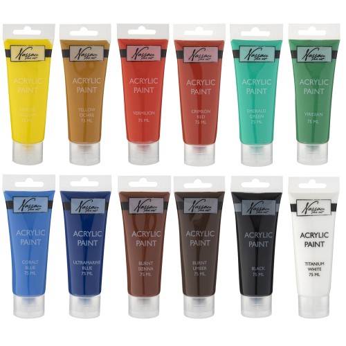 Set culori acrilice, Nassau Fine Art 75 ml, 12 culori/set