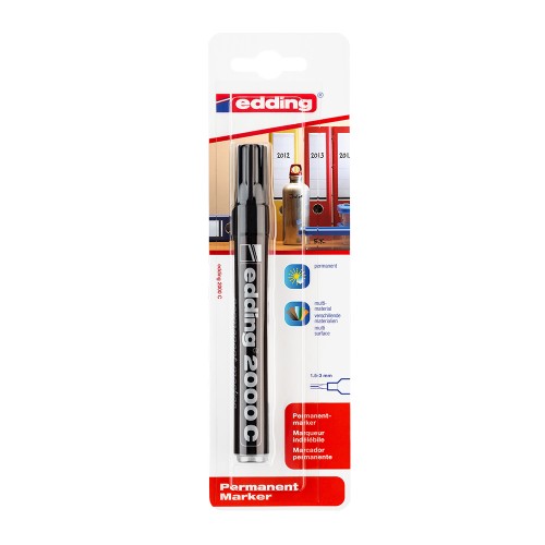 Marker permanent Edding 2000, varf rotund 1.5-3 mm, negru, blister
