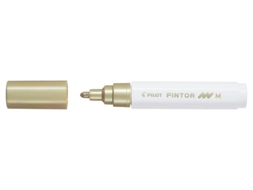 Marker cu vopsea Pilot Pintor M 1.4 mm, varf rotund, auriu