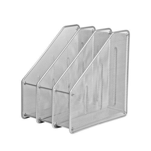 Suport vertical mesh Forofis A4, 3 compartimente, argintiu