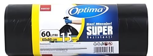 Saci menajeri super rezistenti Sano Optima, 60 l, negri