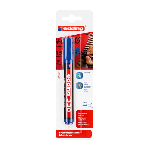 Marker permanent Edding 330, varf retezat 1-5 mm, albastru, blister
