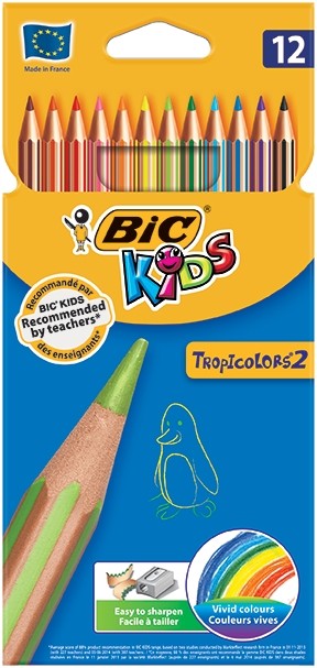 Creioane colorate Bic Kids Tropicolors 12 culori