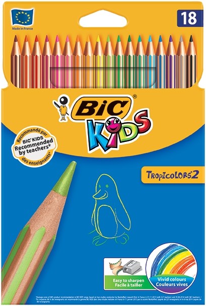 Creioane colorate Bic Kids Tropicolors 18 culori