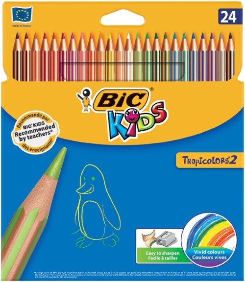 Creioane colorate Bic Kids Tropicolors 24 culori