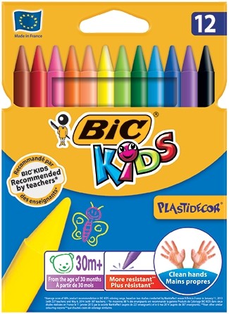 Creioane cerate Bic Kids Plastidecor 12 culori