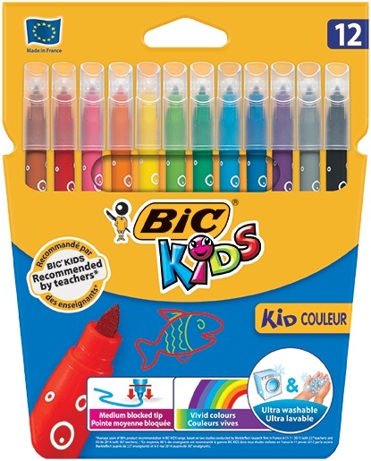 Carioci Bic Kids Kid Couleur, ultralavabile, 12 culori