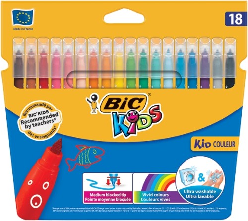 Carioci Bic Kids Kid Couleur, ultralavabile, 18 culori