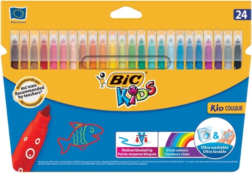 Carioci Bic Kids Kid Couleur, ultralavabile, 24 culori