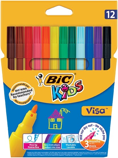 Carioci Bic Kids Visa, lavabile, 12 culori