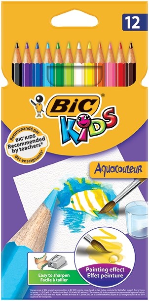 Creioane colorate Bic Kids Aquacouleur 12 culori
