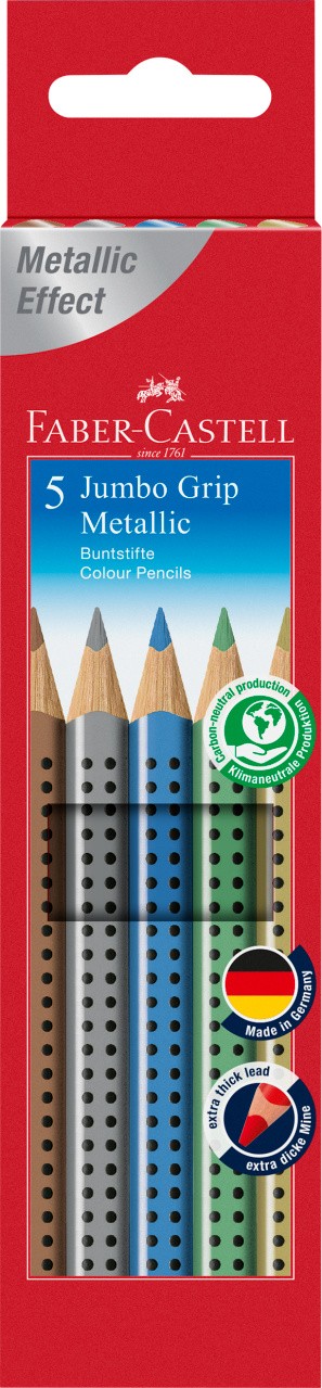 CREIOANE COLORATE 5 CULORI METALIZATE JUMBO GRIP FABER-CASTELL