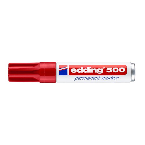 Marker permanent Edding 500, corp metalic, varf retezat 2-7 mm, rosu