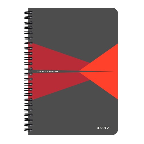 Caiet de birou Leitz Office, carton, A5, cu spira, dictando, rosu