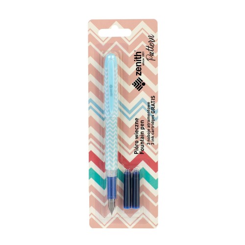 Stilou Zenith Pattern, 3 rezerve, diverse culori, blister