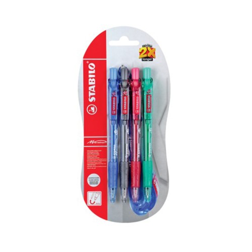 Pix cu mecanism Stabilo Marathon 318, varf 0.45 mm, 4 culori/set